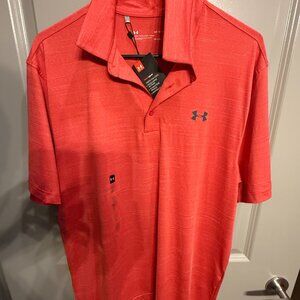 Under Armour Heatgear Polo Shirt Men's L Red Golf Sports Performance Athletic